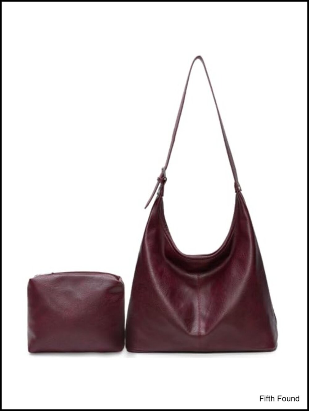 Vegan Leather Slouchy Hobo Shoulder Bag with Matching Pouch